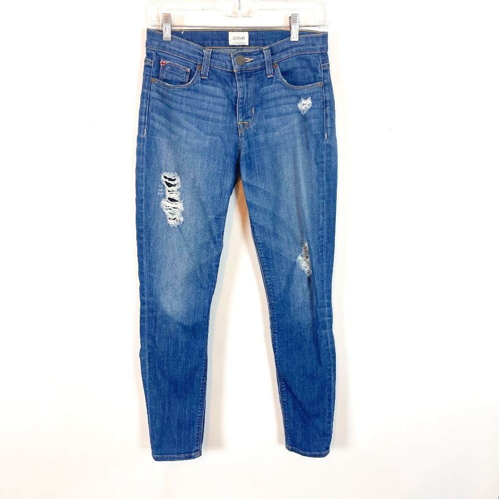 Hudson Blue Denim Mid Rise Medium Wash Super Skinny Ankle Jeans Size 26
